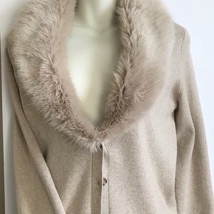 Banana Republic Fur Shawl Cardigan Taupe Size L